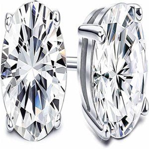 Women's zirconia ear stud set, pure round cut 4 claw CZ 1.00CTTw ~ 8.00CTTW anti